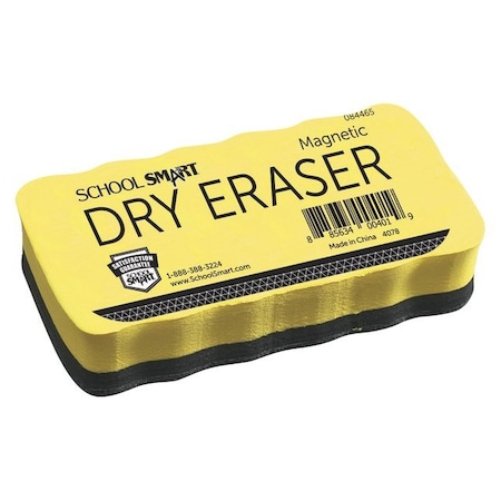 Magnetic Whiteboard Eraser, 2 X 4 Inches, Yellow Handle, Black Foam